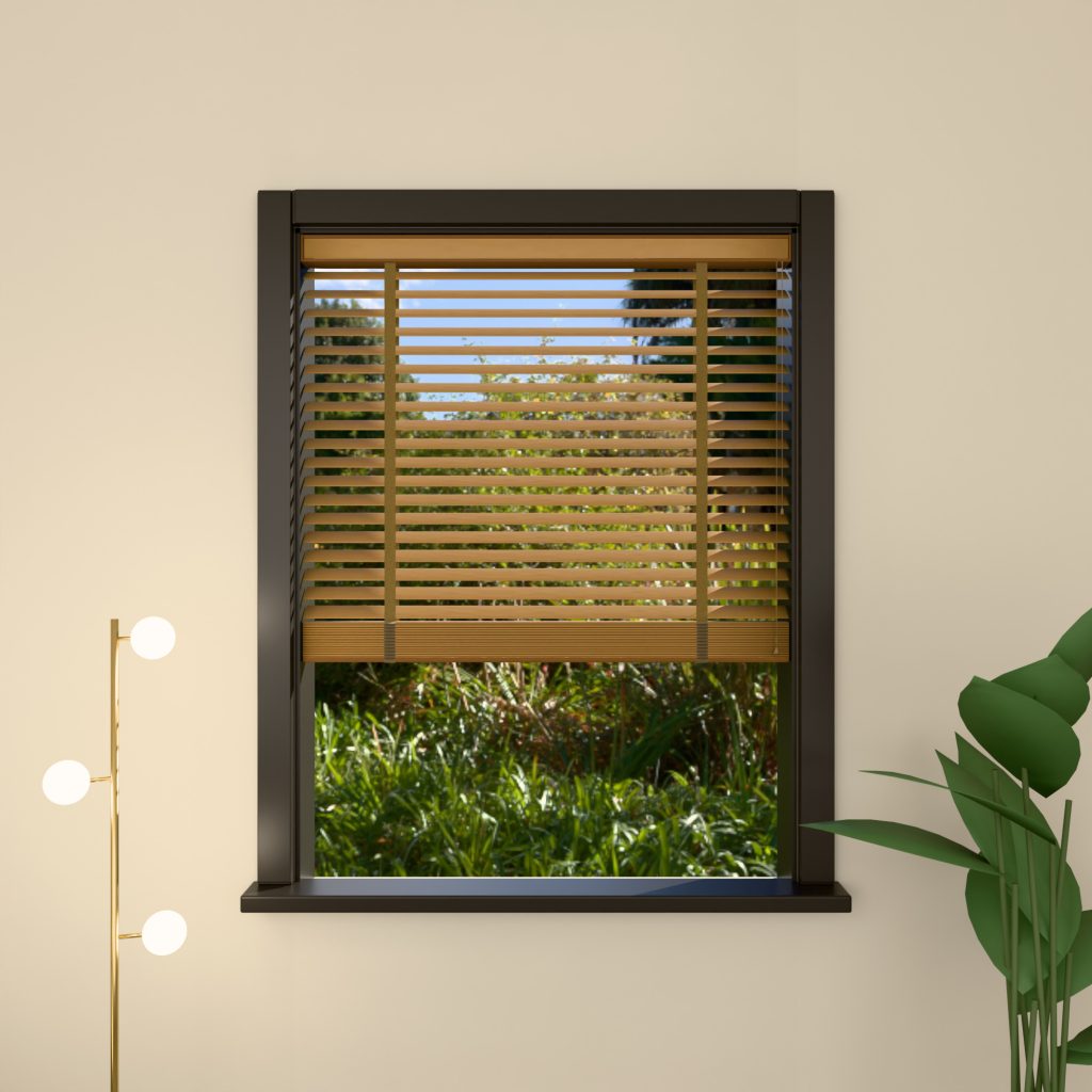 Houten jaloezie 50 mm ECO in eiken - 40% introductiekorting